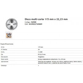 DISCO MULTI CORTE 115 AMOLADORA