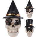 Calavera con sombrero halloween, 2 modelos, 10x11x14cm. basics