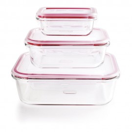 Set 3 fiambreras borosilicato 180 ml, 650 ml, 1500 l