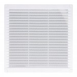 Rejilla ventilación cuadrada con tapones y mosquitera 100x100x7mm abs blanca