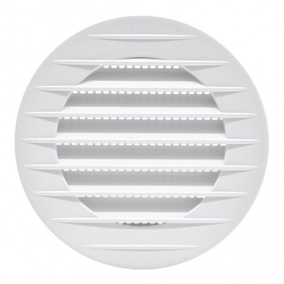 Rejilla ventilación redonda, abs, empotrable con mosquitera ø70mm blanca