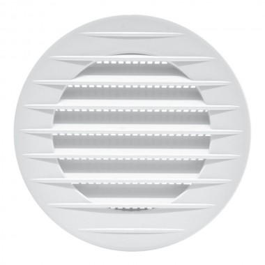 Rejilla ventilación redonda, abs, empotrable con mosquitera ø70mm blanca