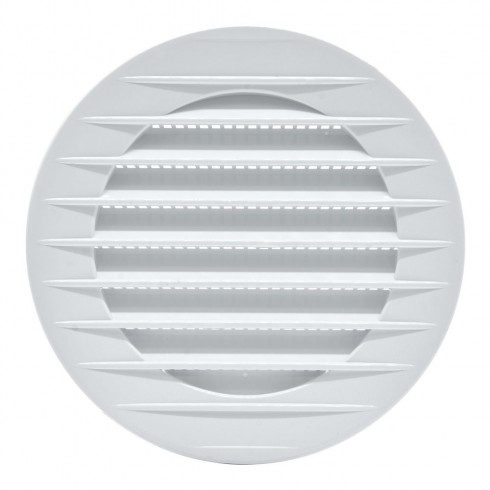 Rejilla ventilación redonda empotrable con mosquitera ø80mm abs blanca