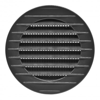 Rejilla ventilación redonda empotrable con mosquitera ø80mm abs gris antracita