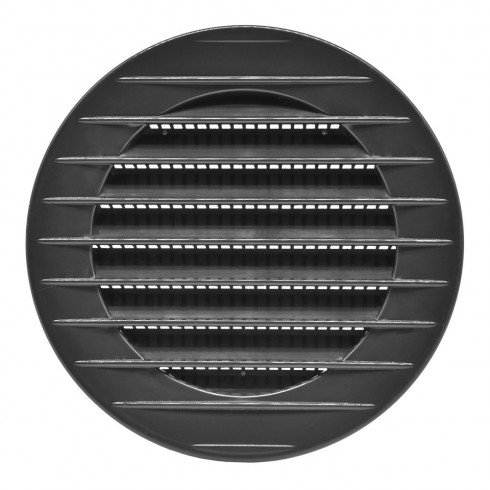 Rejilla ventilación redonda empotrable con mosquitera ø80mm abs gris antracita