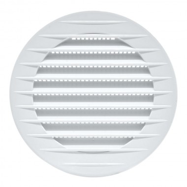 Rejilla ventilación redonda empotrable, abs, con mosquitera ø90mm blanca