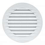 Rejilla ventilación redonda empotrable, abs, con mosquitera ø90mm blanca