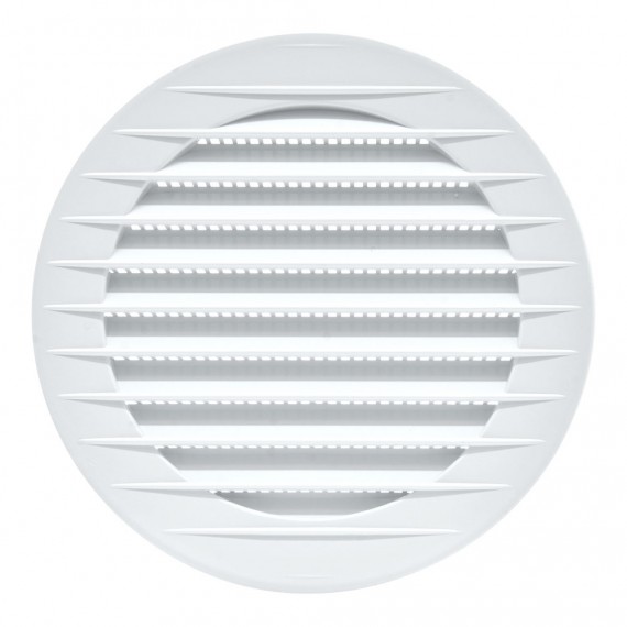 Rejilla ventilación redonda empotrable con mosquitera ø100mm, abs, blanca