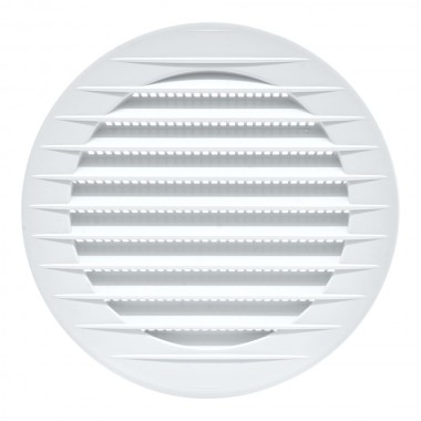 Rejilla ventilación redonda empotrable con mosquitera ø100mm, abs, blanca