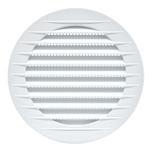 Rejilla ventilación redonda empotrable con mosquitera ø100mm, abs, blanca