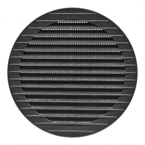 Rejilla ventilación redonda empotrable con mosquitera ø150mm abs gris antracita