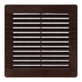 Rejilla ventilación cuadrada con tapones y mosquitera 150x150x7mm abs marrón