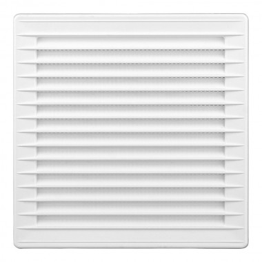 Rejilla ventilación cuadrada empotrable ajustable ø 80-150 con mosquitera 170x170x11,5mm abs blanca