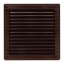 Rejilla ventilación cuadrada empotrable con mosquitera 140 x 140mm abs marrón