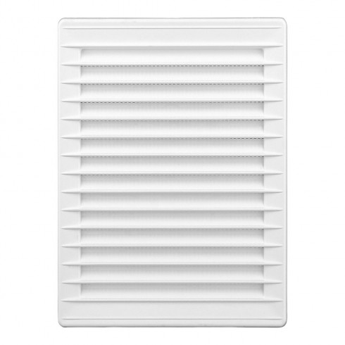 Rejilla ventilacíón rectangular empotrable mosquitera abs 137x207mm blanco