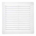 Rejilla ventilación cuadrada con tapones y mosquitera150x150x7mm abs blanca