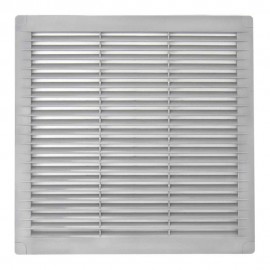 Rejilla ventilación cuadrada con tapones y mosquitera 250x250x7mm abs gris