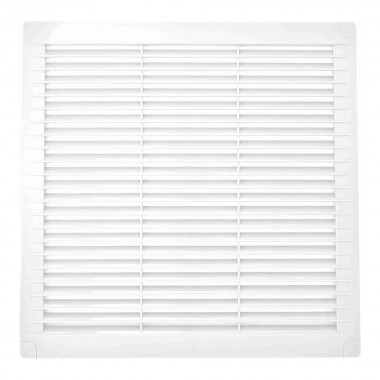 Rejilla ventilación cuadrada con tapones y mosquitera 300x300x7mm abs blanca