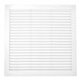 Rejilla ventilación cuadrada con tapones y mosquitera 300x300x7mm abs blanca
