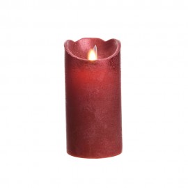 Vela de cera led color rojo con acabado metálico ø7,5 x 15 cm