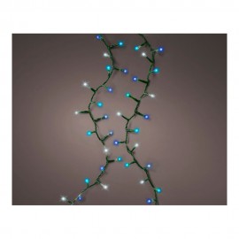 Guirnalda led compact 750 leds parpadeante colores blanco, azul y turquesa cable verde 21 m