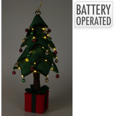 Arbol de navidad con led, blanco calido, a pilas, 70cm. basics