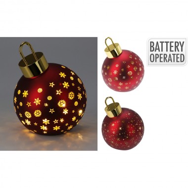 Bola de navidad con led, blanco calido, roja mate, ø15cm. basics