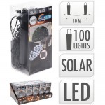 Guirnalda led solar, blanco frio, 100 leds, 10m.