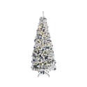 Arbol de navidad nevado plegable con microled parpadeantes y adornos, ø64x150cm. everlands