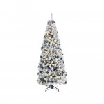 Arbol de navidad nevado plegable con microled parpadeantes y adornos, ø64x150cm. everlands