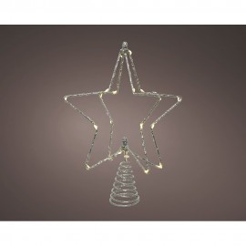 Estrella arbol navidad plateada alambre microled, 20x5x25cm. lumineo