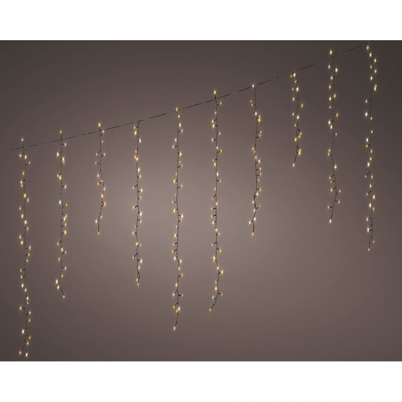 Cortina led parpadeante, 256 leds, 375x60cm blanco cálido. lumineo