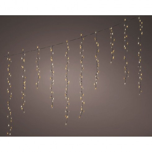 Cortina led parpadeante, 256 leds, 375x60cm blanco cálido. lumineo