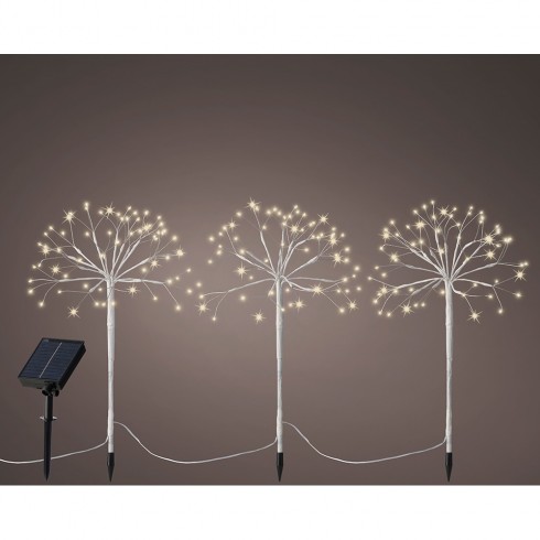 Luz decorativa led parpadeante 3 estacas mini arboles solar
