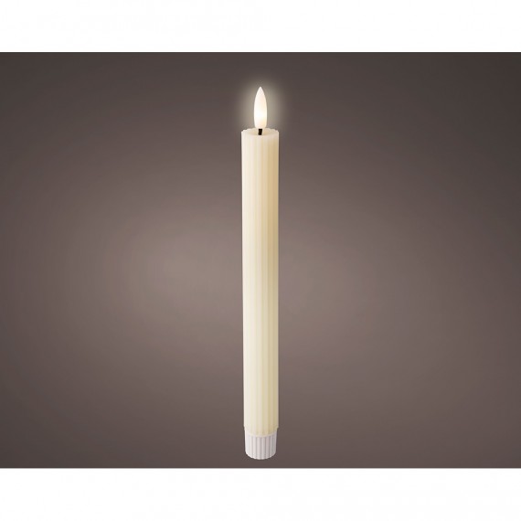 Pack de 2 unidades de vela de cera led, color beige rallada ø2,2x24,5cm, lumineo