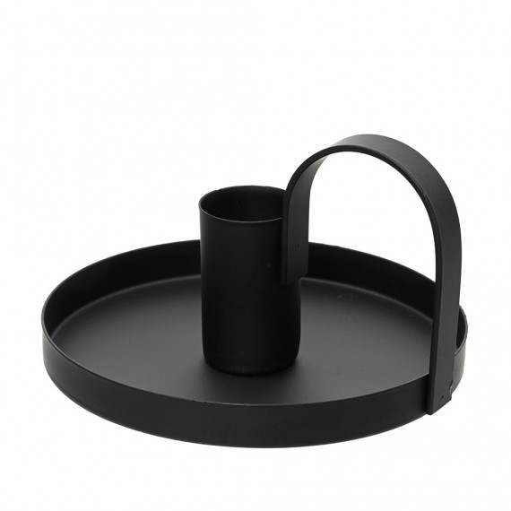 candelabro redondo de hierro negro, ø10x6cm.