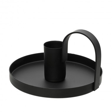 candelabro redondo de hierro negro, ø10x6cm.