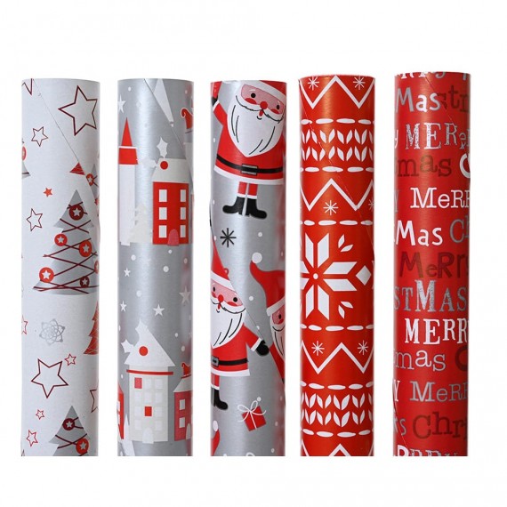 Rollo de papel de regalo de navidad, 5 modelos surtidos.
