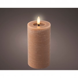 Vela de cera led color marrón ø7 x 15 cm
