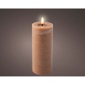 Vela de cera led color marrón efecto mármol, ø7x19cm.