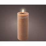 Vela de cera led color marrón efecto mármol, ø7x19cm.