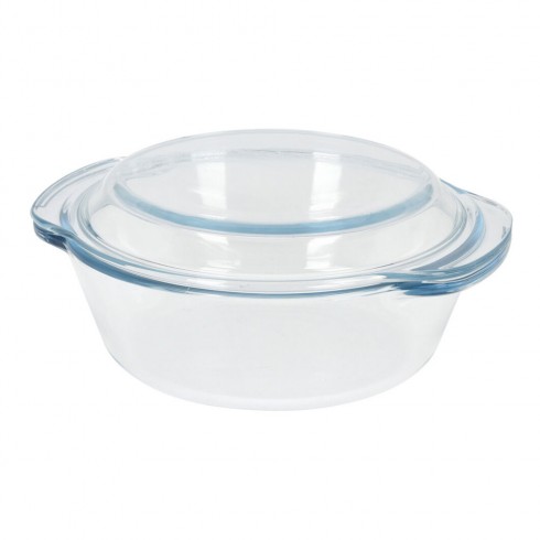 Fuente redonda de cristal con tapa 1,5l ø23,4 x 10cm