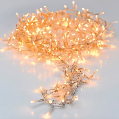 Guirnalda fija 120 leds blanco calido 220v 12m ip44 cable transparente