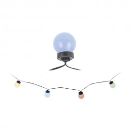 Guirnalda led bombillas esfericas fijas para exterior multicolor (colores suaves) 20 leds 12,5m