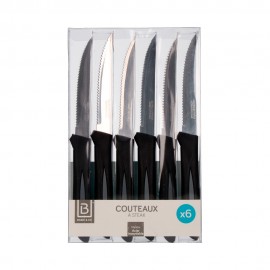 Cuchillos para carne inoxidables colores surtidos 21 cm 6 uds