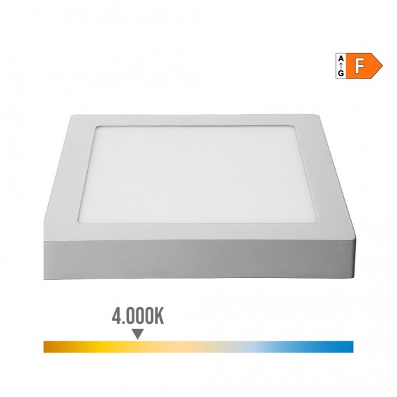 Downlight led superficie cuadrado 20w 1500lm 4000k luz dia cromado 22x22x3cm edm