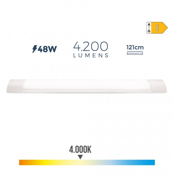 Regleta electronica led 48w 4000k luz dia 4200lm 121,3x3,1x12cm edm