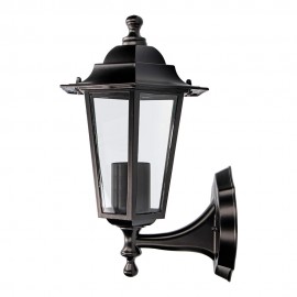 Aplique exterior zurich de aluminio y cristal e27 60 w sin bombilla, color negro, luz hacia arriba