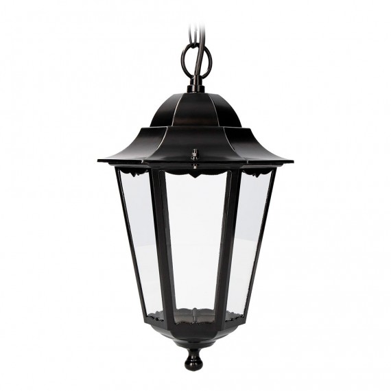 Farol de aluminio y cristal para techo color negro modelo marsella