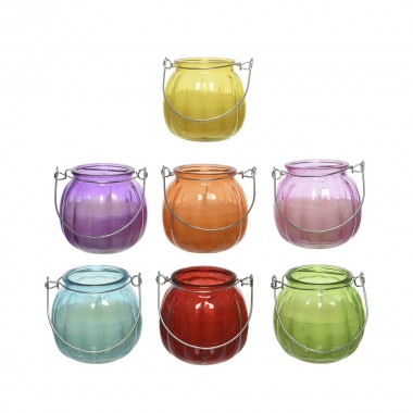 Vela de citronela en vaso de cristal colores surtidos ø8x8cm
